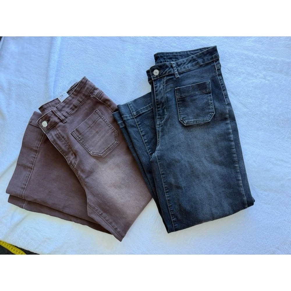 Unbranded Wide Leg Jeans Women XL Brown Black Good High Rise Denim Bundle 2pk